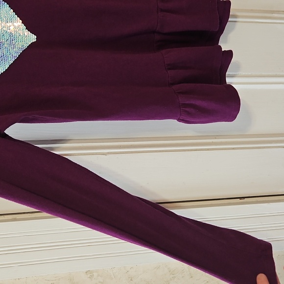 Wonder Nation Purple Flip Sequin Heart Long Sleeve Top Girls Size 14-16 - Picture 3 of 8